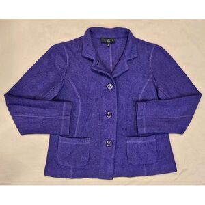 TALBOTS VIOLET PURPLE Blazer Button-up Pockets Collared‎ Wool Blend Petite Small